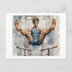 Carte Postale Gymnaste masculin aux barres parallèles,