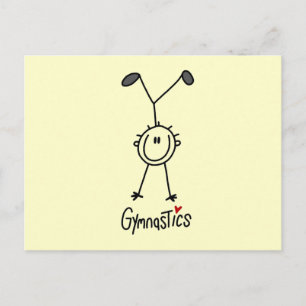 Carte Postale Gymnaste Simple Figurine Bâton