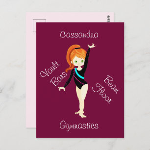 Carte Postale Gymnastics Ginger Hair, Green Eyes, Black Leo 