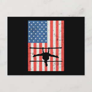 Carte Postale Gymnastique américain Drapeau Bars poutre Gymnaste