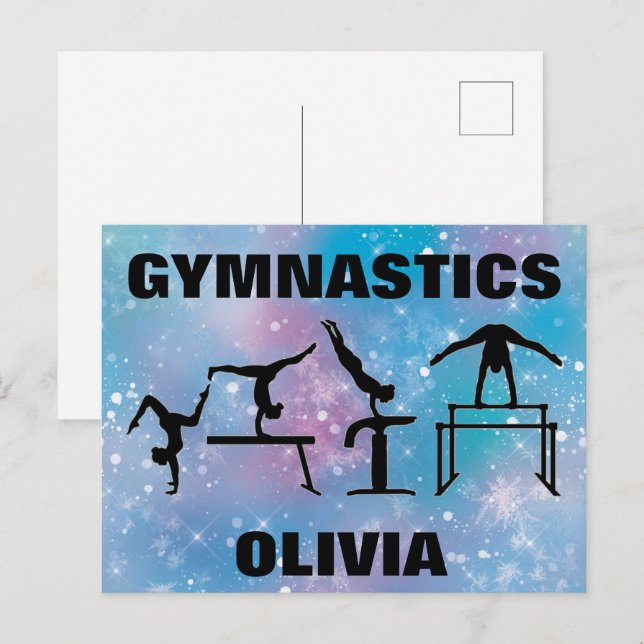 Carte Postale Gymnastique Blue Glam (Devant / Derrière)