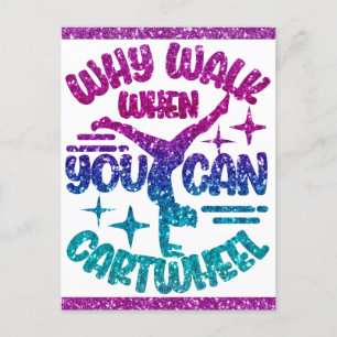 Carte Postale Gymnastique Cartouche Magenta Purple Turquoise