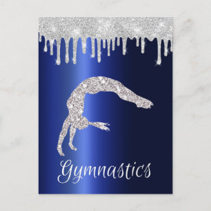 Carte Postale Gymnastique Étincelante Bleu Nuit Métallisé