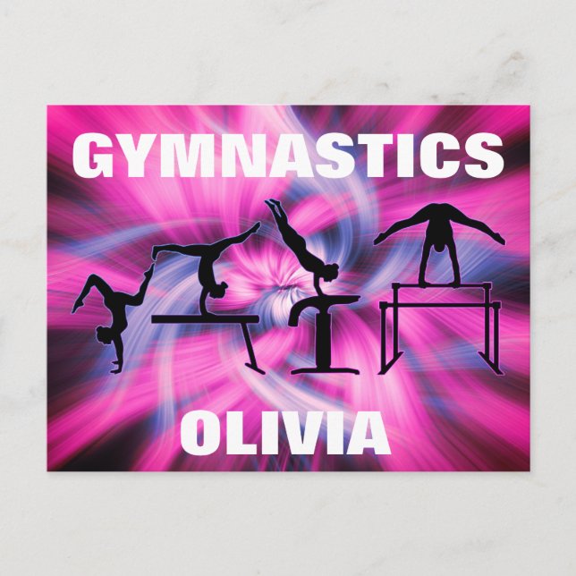 Carte postale Gymnastique rose et violet (Devant)