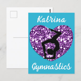 Carte Postale Gymnastique Turquoise et Violet Personnalisé