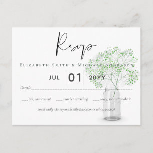 Carte Postale Gypsophila Babys Respire Mariage simple RSVP