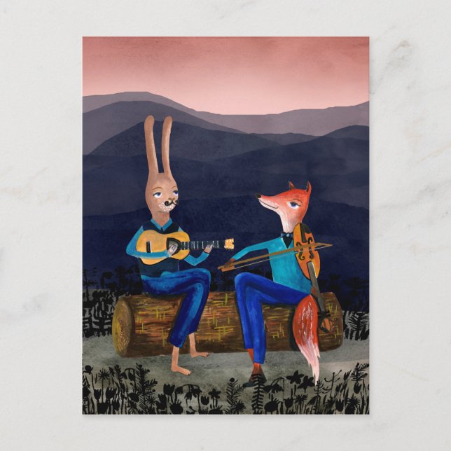 Carte Postale Gypsy Jazz - Cute Animals Playing Music Card (Devant)
