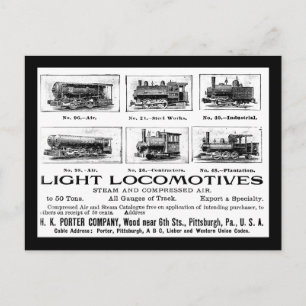 Carte Postale H K Porter & Co.Light Locomotives