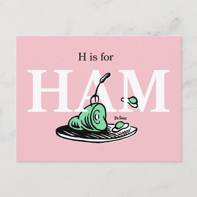 Carte Postale "H pour JAMBON" | Conception de l'alphabet (Devant)