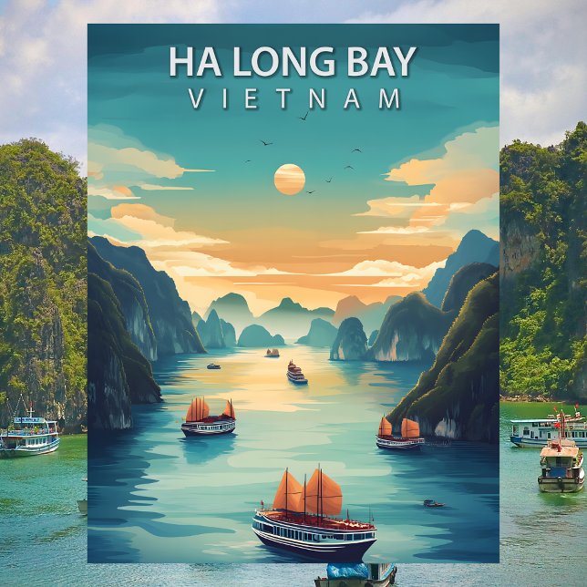 Carte Postale Ha Long Bay Vietnam Retro Southeast Asia Coastal (Ha Long Bay Vietnam Retro Southeast Asia Coastal Postcard
)