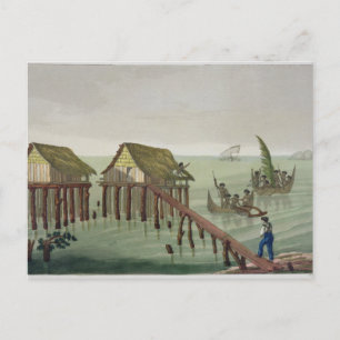 Carte Postale Habitations de la tribu Papu, Rawak, plaque 22 pou