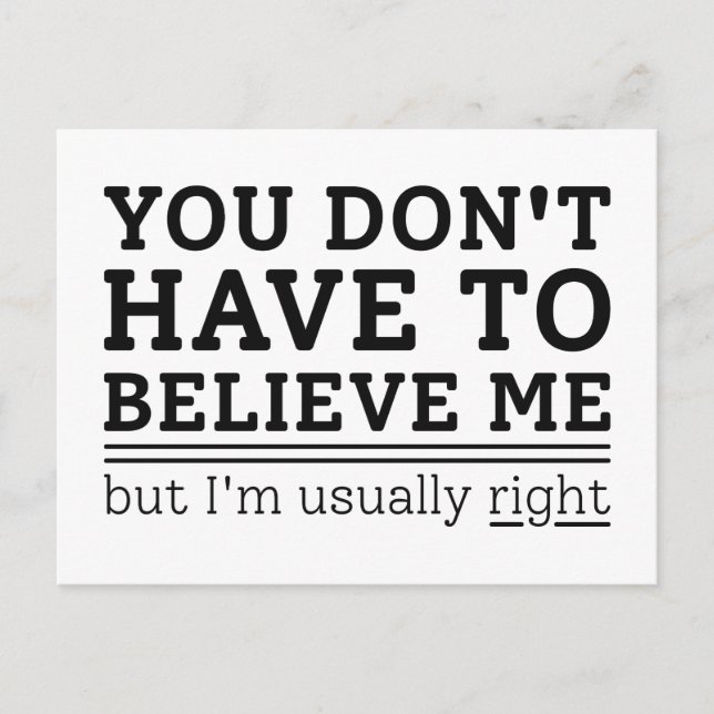 Carte Postale Habituellement raison (Devant)