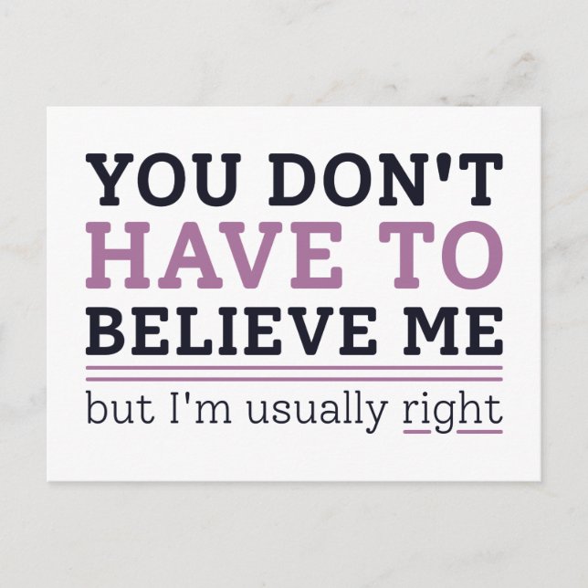 Carte Postale Habituellement raison (Devant)