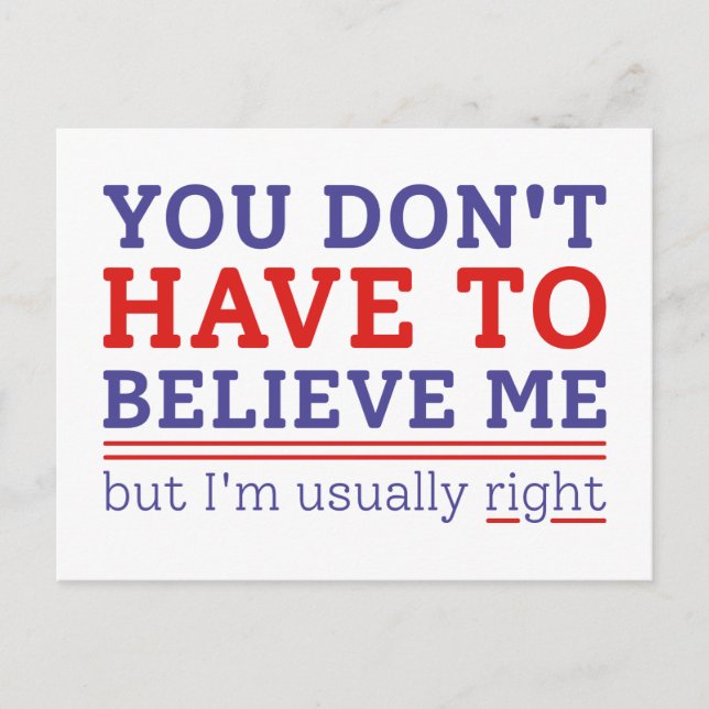 Carte Postale Habituellement raison (Devant)