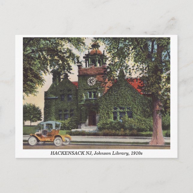 Carte Postale HACKENSACK NJ Johnson Library 1910 vintage (Devant)
