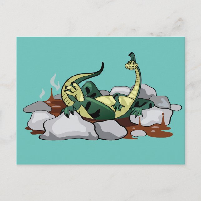 Carte Postale Hadrosaurus Se Détendre Dans Un Jacuzzi. (Devant)