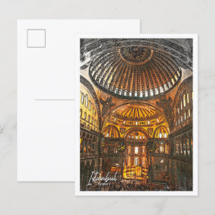 Carte Postale Hagia Sophia Istanbul Turquie Couleur croquis