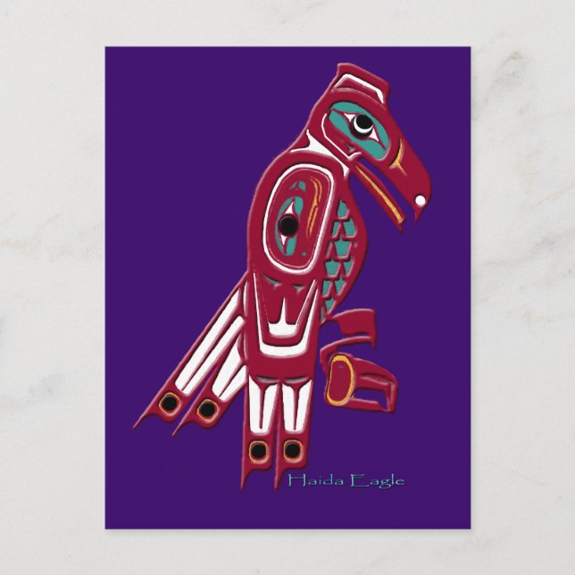 Carte Postale Haida Eagle Amérindien Conception de la faune (Devant)