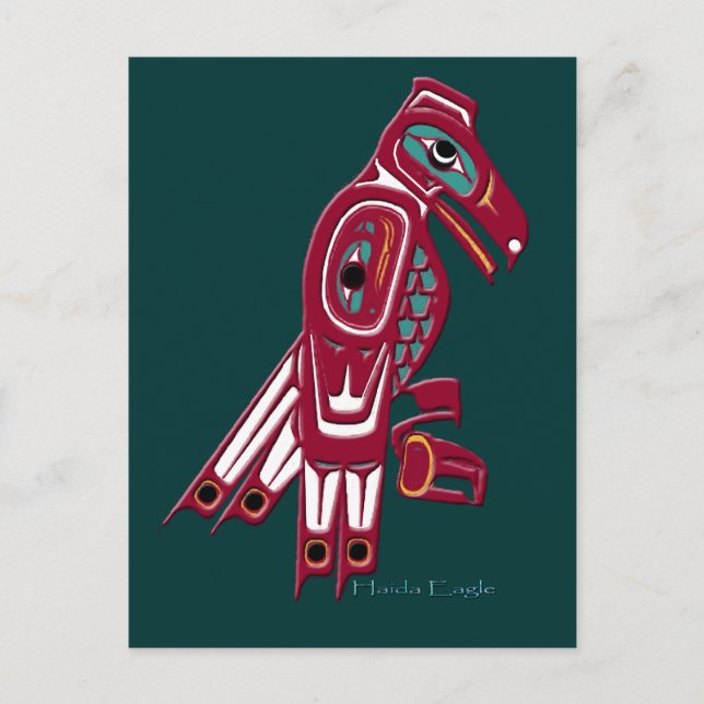 Carte Postale Haida Eagle Amérindien Conception de la faune (Devant)