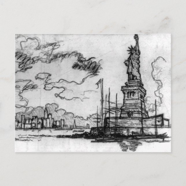 Carte Postale Hail America - Joseph Pennell - 1908 (Devant)