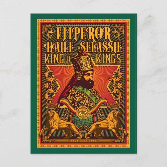 Carte Postale Haile Selassie Postcard Jah Rastafari Metal Print (Devant)