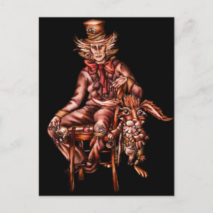 Carte Postale Haine folle avec dessin de lièvre de mars