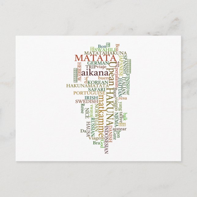 Carte Postale Hakuna Matata Global Word Cloud Art (Devant)