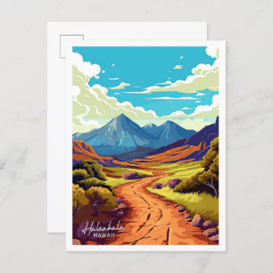 Carte Postale Haleakala Hawaii voyage illustration Vintage