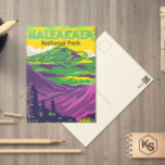 Carte Postale Haleakala National Park Hawaii Vintage<br><div class="desc">Illustration vectorielle Haleakala dans un design de fenêtre. Le parc porte le nom de Haleakalā,  un volcan endormi à l'intérieur de ses limites.</div>