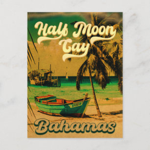 Carte Postale Half Moon Cay Bahamas Retro Vintage Vacances 60s