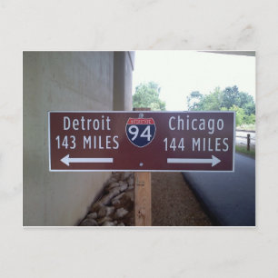 Carte Postale Halfway Point, Detroit Chicago.