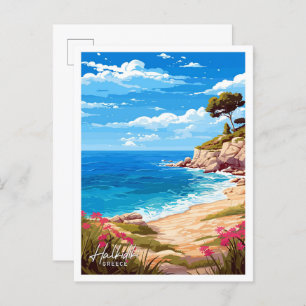 Carte Postale Halkidiki Grèce Voyage Vintage Illustration