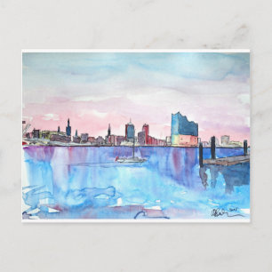 Carte Postale Hall Philharmonique Elbe Et Skyline Du Port De Ham