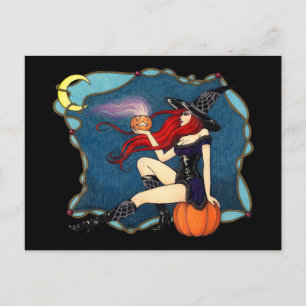Carte Postale Halloween à cheveux roux