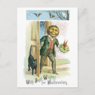 Carte Postale Halloween à l'ancienne, homme Citrouille