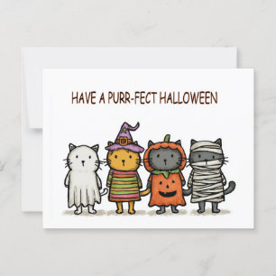 Carte Postale Halloween amusant chats heureux