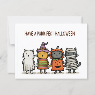 Carte Postale Halloween amusant chats heureux