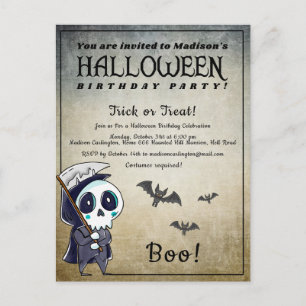 Carte Postale Halloween Anniversaire Fête Griffe Reaper