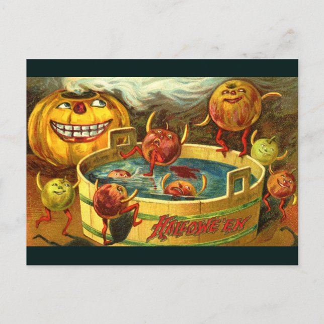 Carte Postale Halloween Apple Bobbing (Devant)