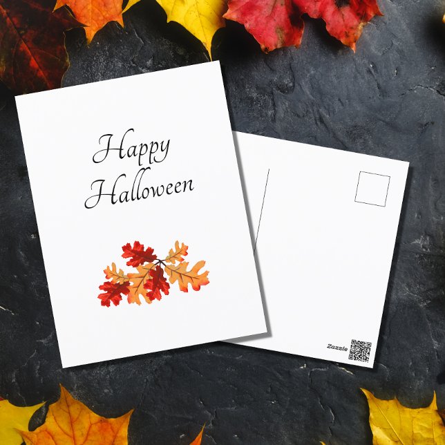 Carte Postale Halloween Automne Feuilles Élégante Typographie (Créateur téléchargé)
