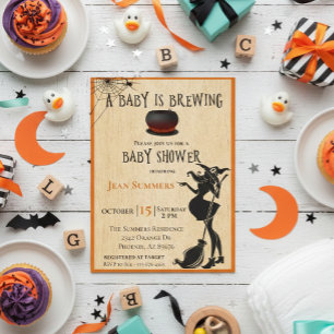 Carte Postale Halloween Baby Brasse Sorcière Octobre