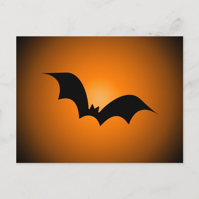 Carte Postale Halloween Bat Silhouette Orange Sky (Devant)