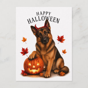 Carte Postale Halloween Berger Allemand