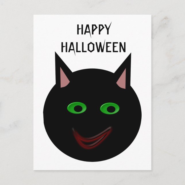 Carte postale Halloween Black Cat personnalisable (Devant)