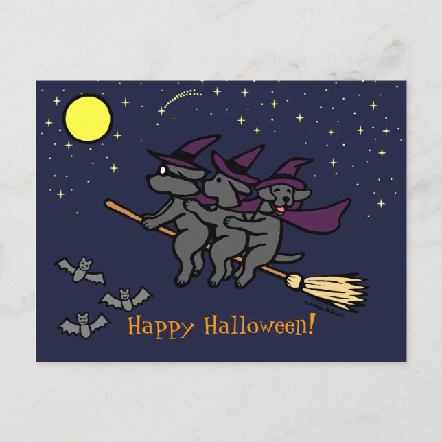Carte Postale Halloween Black Labrador Riders! (Devant)