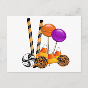 Carte Postale Halloween bonbon Trick Ou Traiter Lollipop bonbon