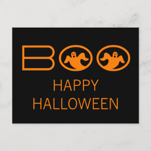 Carte postale Halloween Boo Ghosts, noir et orange