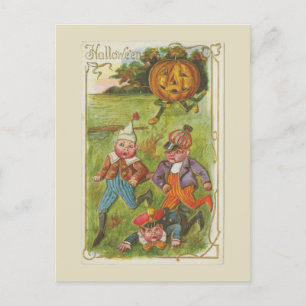Carte Postale Halloween Boys et Jack O'Lantern Vintage