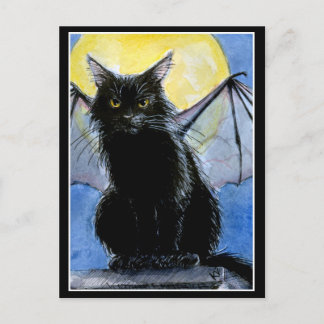 Carte postale Halloween chat noir