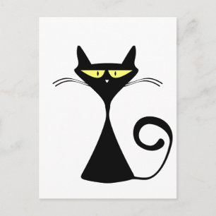 Carte postale Halloween Chat Noir Mystique